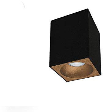 Deckenleuchte BETA-SS Aufbaustrahler Lampe 100x100mm Aufputz Leuchte Strahler mit GU10 Fassung 230V Eckig Schwarz/Gold aus Aluminium