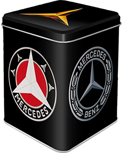 Nostalgic-Art Retro Teedose, 100 g, Mercedes Benz – Logo Evolution – Geschenk-Idee für Mercedes-Benz Accessoires Fans, Aufbewahrung für losen Tee und Teebeutel, Vintage Design