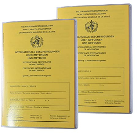 2er Set Schutzhüllen 134x98mm für neuen Internat. Impfpass Umschlaghülle mit Buchrücken dokumentenecht - Made in Germany Impfausweis Impfbuch Hülle Etui Impfbescheinigung Mäppchen