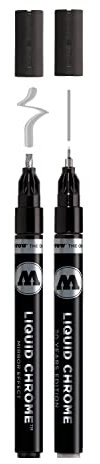 Molotow Liquid Chrome Marker Calligraphy Set (Rundspitze 1,0 mm und Kalligrafiespitze 3,0 mm, Metallic Stift mit Spezialtinte mit echtem Spiegeleffekt) chrom