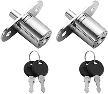 WANLIAN Lot de 2 serrures cylindriques pour placard, tiroir, boîte aux lettres, clé W - Différentes clés pour armoire, bureau, ordinateur