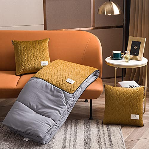 goodFarewell Blanket Throw Pillow 2 In 1 Cushion Airplane Warm Quilt for Rest Car Office Home Sleeping Napping (Champagne gold), Champagnerfarben / Goldfarben, 50X50CM/150X195CM