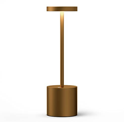 SLSMD Tischlampe Kabellos,Metall Aluminium Dimmbar LED Akku Tischleuchte,Tragbar USB Aufladbar Nachttischlampe, Geeignet für Indoor Outdoor Esszimmer Bar Terrasse (Titan)
