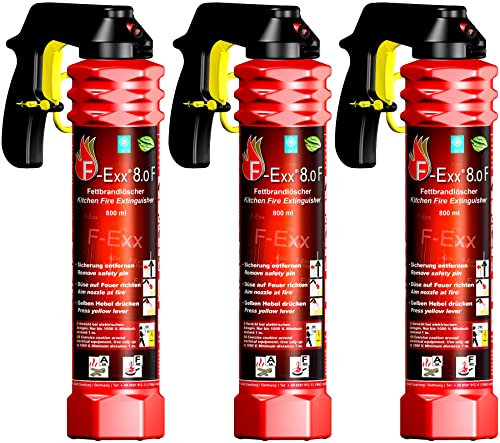 F-Exx 8.0 F - Schaum-Feuerlöscher für Haushalt und Küche - 3X 800ml Löschspray Made in Germany