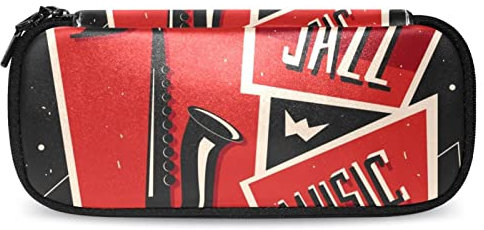 Federmäppchen, Musik-Saxophon, Jazz-Instrument, Rot / Grau