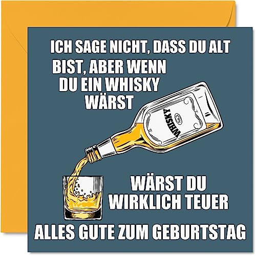 Geburtstagskarte Lustig für Jungen Mädchen Ihn Sie - Gealterter Whisky Whiskey - Lustiger Dreizehn Dreizehnte Alles Gute Zum Karte Geburtstag für Sohn Tochter, 145mm x 145mm Humor Glückwunschkarten