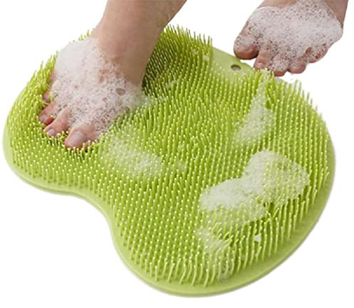 Fußschrubber For Dusche Und Körperbürsten-Set, Silikon-Rückenbürste For Badezimmer, Rutschfestes Waschpad, Duschmassagematte Mit Saugnapf, Bade-Fußbürste For Frauen, Fußwaschbürste ( Color : Green )