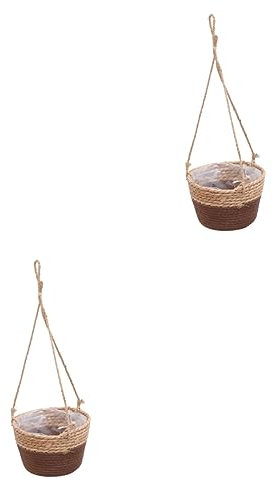 YARNOW 2 Stücke Pflanze Topf Handarbeit Gewebt Korb Hängen Blumentopf Wohnkultur Blumen Korb Dekorative Blumentopf