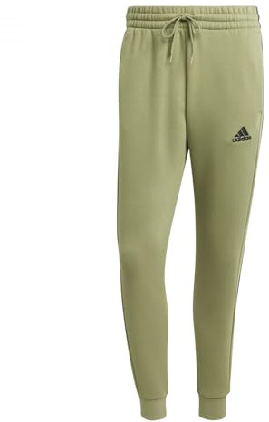 adidas För Män Essentials Fleece 3-Stripes Tapered Cuff Pants, TENT GREEN F16, XL