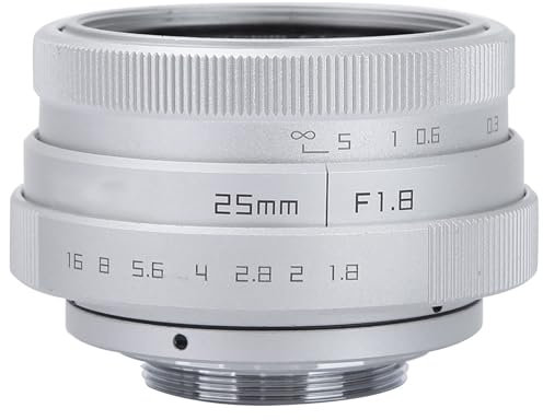 Objectif Grand Angle 25 Mm F1.8 Mini CCTV à Monture C, de Haute qualité, pour Appareil Photo sans Miroiravec Large Champ depour Les Bars, Magasins, Parkings, Maisons et Entrepôts