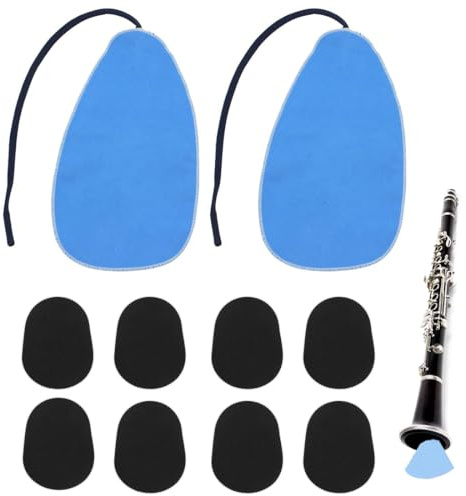 KSJEHW Klarinette Reinigungstuch,Instrumentenreinigungstuch Saxophon,Reinigungsset Querflöten,Saxophon Putztuch,für alle Präzisionsmusikinstrumente,mit 8 Stück 0,8 mm Mundstückkissen