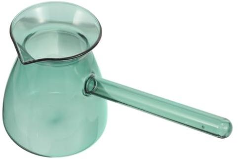 Garneck Cafetière en Verre Borosilicaté 450ml avec Poignée Latérale Verte, Résistance la Chaleur, pour Maison, pour Chauffer Café Bouillir Œufs