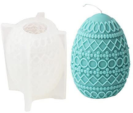 SHOUKAII 3D Easter Egg Silicone Candle Mold, Candle Mold Mousse Cake Baking Pan Dessert Mold, DIY Crafts Fondant Candy Cupcake Soap Baking Mould