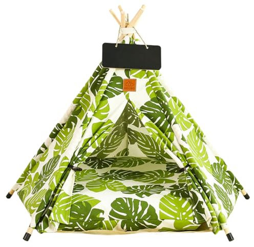 Haustier-Tipi für Hunde und Katzen, 61 cm, tragbares Haustierzelt mit dickem Kissen, für drinnen und draußen, Hunde-/Katzenbett, Katzen-Tipi-Zelt, waschbar, bis zu 9 kg