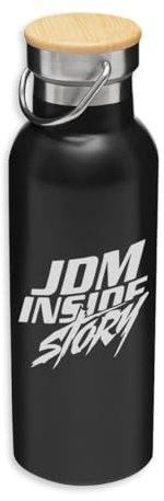 JDM Inside Story Cars Japan Eco Thermoskanne, Edelstahl, Isolierflasche, Bambusdeckel