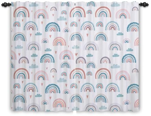 ggaimwf Tende arcobaleno piega a matita Hobo Cartoon colorato Tende arcobaleno Camera da letto per bambini Trattamento per finestre Soggiorno Asilo nido Caffetteria Tenda interna 117x138 cm 2 pannelli