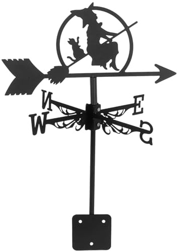 YARNOW Girouette en MéTal SorcièRe avec Chat pour Jardin Et Toit DéCoration ExtéRieure Indicateur De Vent RéSistant Aux IntempéRies 20.47X12.60X11.42 Pouces