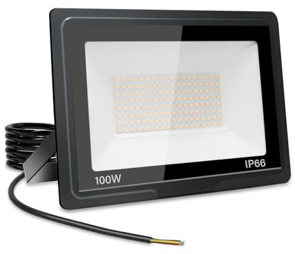 Jefedana LED Strahler Außen 100W-IP66 Wasserdicht Fluter-3000K 10000LM Superhell LED-Strahler für Hinterhof, Garage, Flur,Garten