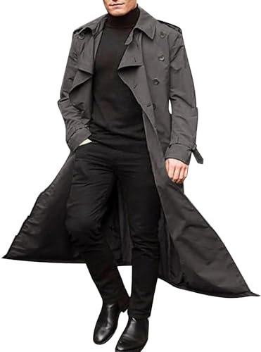 Winter Work Coats for Men Men Trench Coat Men'S Trench Coat Coat for Men Brown Trench Coat Men Long Coat Men Black Coat Men Mens Overcoat Pea Coat Men Mens Wool Duster Coat Grey Xl