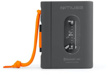 MUSE Kassettenspieler - Tragbarer Kassettenspieler mit Kopfhöreranschluss und Bluetooth | Schnelles Aufladen per USB-C - Schickes Design | Schwarz