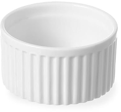 6 ramequins à gratin cannelés, blancs, en porcelaine, diamètre : 9 cm