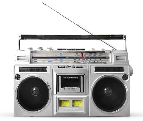 Radio Cassette Boombox de Casete Retro, Reproductor de Casete Boombox Radio Bluetooth, grabadora de Casete de Radio Am/FM portátil Retro Estilo años 80, Compatible con Entrada SD/USB