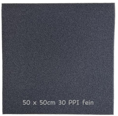 KH 1x Filterschaum in schwarz - Filterschwamm Teichfilter -Filtermatten für Aquarien - Filtermaterial- 50x50x3cm- PPI0-PPI20-PPI30-grob mittel-fein-Hamburger Mattenfilter (fein 50x50x3 cm 30 PPI)