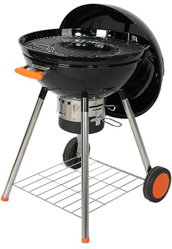 Holzkohlegrill mit Abnehmbarem GrillzubehöR, Kugelgrill Holzkohle, Holzkohlegrill mit Deckel für Den AußEnbereich mit Integriertem Thermometer und Verstellbaren LüFtungsschlitzen