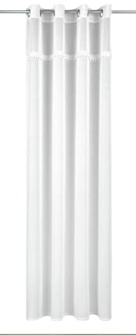 Sehlbach Rideau prêt à Poser avec œillets, Étamine avec Strass adhésifs, Blanc, 135 x 245 cm, Rideaux, Aspect élégant, Touche Glamour, Légèreté aérienne, Pose sans Effort