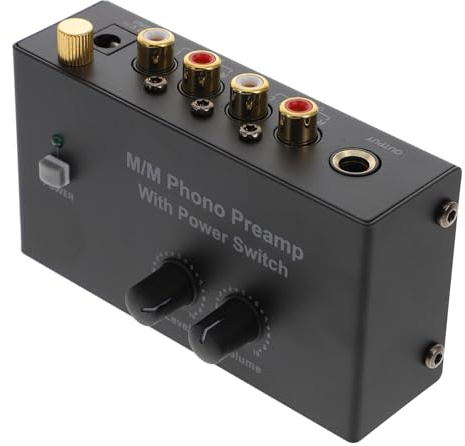 CIYODO Preamplificador De Tocadiscos Mini para Sistemas Estéreo Domésticos Amplificador Compacto Control De Volumen Adecuado para Fonógrafos y Equipos De Audio Color Negro