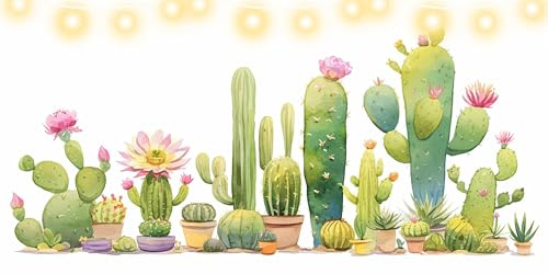 Diamond Painting Adultos Cactus Diamond Painting Grande 70x140cm Flor Dibujos con Diamantes, Cristal de Estrás Pintura por Números Manualidades Kit Pintura Diamante para Decoración Habitación FD-9857