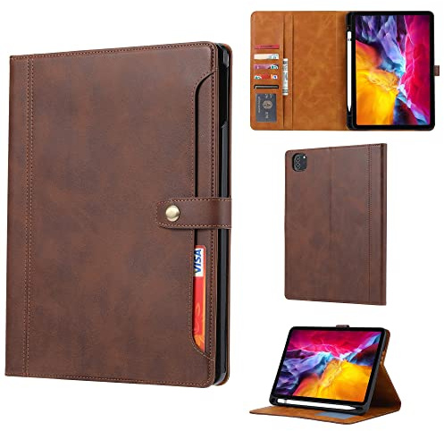 Resa med surfplatta Tablet Väska till iPad Pro 11 tum 2021 Magnetisk lås Flip Fällningsställe med Auto Wake/Sleep Tablet Case Cover Surfplatta skydd(Kahverengi)