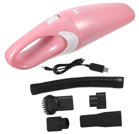 STOBAZA Aspiradora de Mano para Coche Recargable USB Portátil y Uso Seco y Húmedo Succión para Ceniza Migajas y Líquidos Modelo Rosa