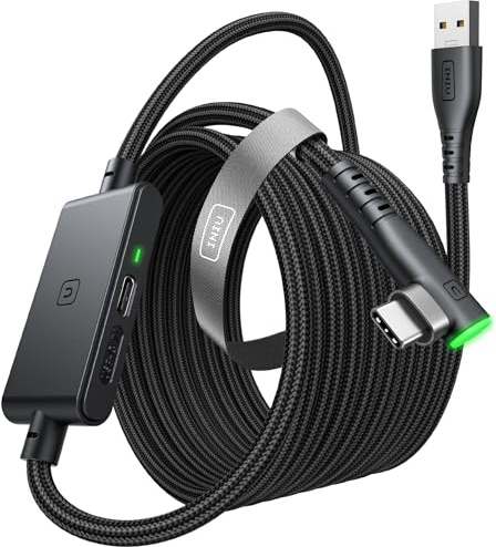 INIU Cable de enlace con carga [16 pies] para Meta Quest 3/3S, Oculus Quest 2/Pro, Pico 4, PC VR - USB 3.0 de alta velocidad de datos y cable de carga, cable de carga USB C para accesorios de