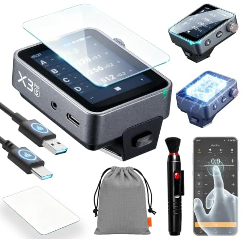 Godox X3 Pro X3PRO-S TTL Funk-Blitzauslöser mit Schutzfolie für Sony, 2.4GHz Wireless X System, Bluetooth- & App-Steuerung, Touchscreen, HSS, Verschlusssteuerung, USB-C Schnellladung