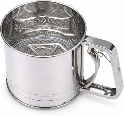 PNJB Flour Sifter Cup with Handle, Manual Handheld, Fine Mesh Flour Shaker, Baking Sieve for Flour, Powdered Sugar, Cocoa, and Dry Ingredients, Flour Shaker for Smooth Baking, Even Mixing