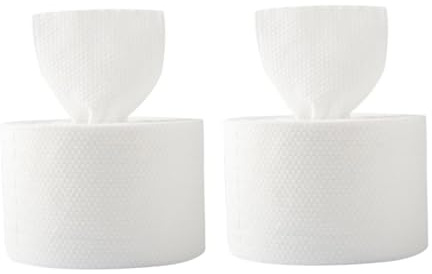 TEHAUX Toallas Faciales Secas y Húmedas Desechables de Algodón 2 Rollos 60 Piezas Toallitas Limpiadoras Textura para Cuidado Personal y Cosméticos