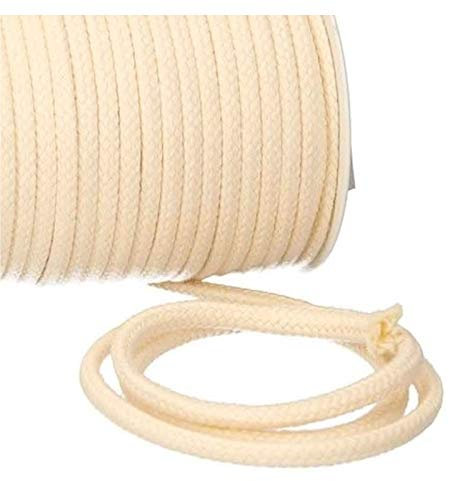 Turnbeutelliebe® Baumwollkordel 8mm Natur - robuste Bastelschnur Meterware - Dickes Baumwollseil für Turnbeutel, Taschen & Hosen - geflochtene Schnur individuell zuschneidbar - Makramee-Kordel rund