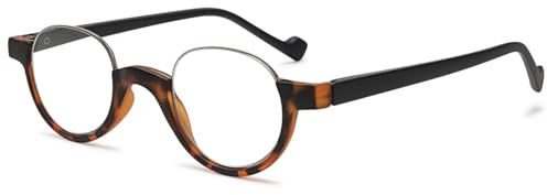 VEVESMUNDO Halbrand Lesebrille Herren Damen Halbmond Federscharnier Klassische Retro Runde Schmal Klar Arbeitsplatzbrille Lesehilfe Sehhilfe Halbbrillen mit sehstärke