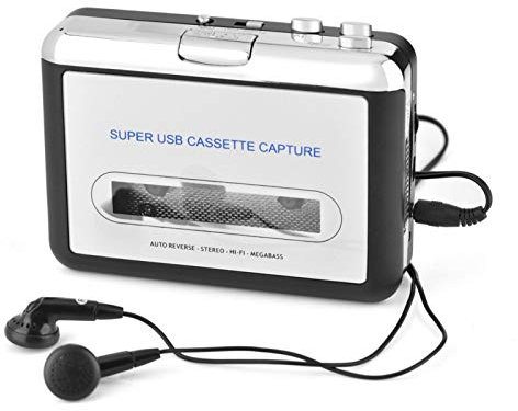 Convertitore da Cassetta a MP3, Cassetta da USB a PC Convertitore CD MP3 Switcher Cattura Audio Lettore Musicale con Cuffie Compatibile con PC o Laptop