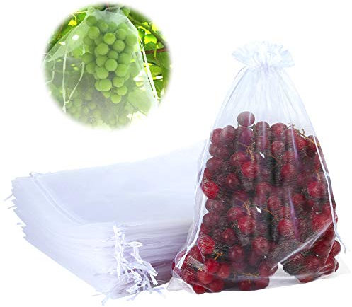 GWHOLE 50 pz Sacchetti di Protezione per l’Uva Frutta Piante Verdure Borse Sacchi Giardino 25 x 35 cm Anti Vespe Uccelli, Zanzare, Insetti Attrezzi Utensili Strumenti Giradinaggio Rete Riutilizzabili