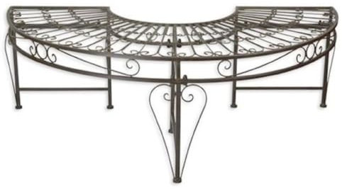 Casa Padrino Jugendstil Gartenbank Braun 135 x 67 x H. 45,5 cm - Halbrunde Garten Sitzbank - Metall Baumbank - Barock & Jugendstil Garten Möbel