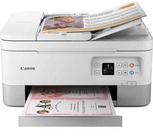 Canon PIXMA TS7451a Farbtintenstrahldrucker Multifunktionsdrucker DIN A4 (Scanner, Kopierer, Fotodrucker, OLED, 4.800 x 1.200 DPI, USB, WLAN, Print App, Duplexdruck, 2 Papierzuführungen), weiß, normal