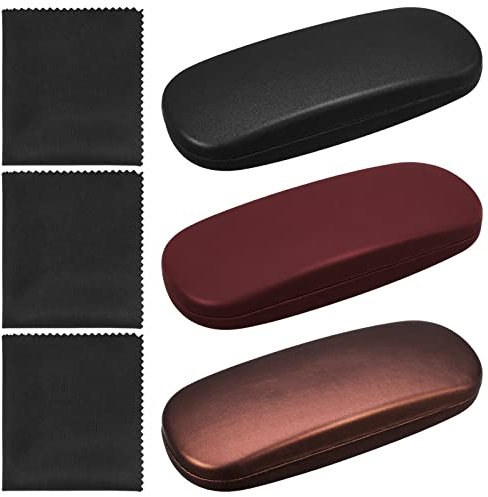 Fanshiontide 3 Stücke Brillenetui Hardcase mit Mikrofasertuch, Brillen Etui Hartschalen Brillenetui Brillenbox für Brillen und Lesebrille,Geeignet für Damen,Herren