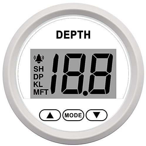 JINGERL 52MM Depth Gauge Pulse Signal Digital Depth Meter Waterproof Marine Boat Depth Meter Rang 100M with White Backlight for Yacht (Color : WW)