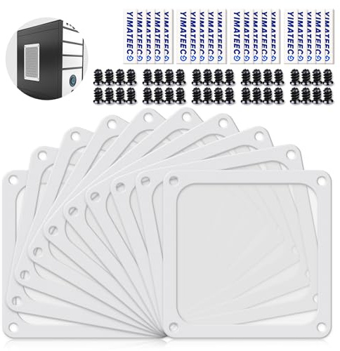 YIMATEECO PC-dammfilter 120 mm magnetiskt fläktfilter, 10 st Nylon Anti-damm för datorfodral Filter för datorfodral PC-kylfilter (Nyl, 120x120 mm, 10 stycken, vit)