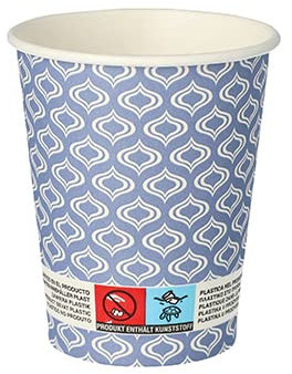 Playflip 1200 bicchieri di carta per bevande calde, 0,2 l, con motivo blu, per vin brulé