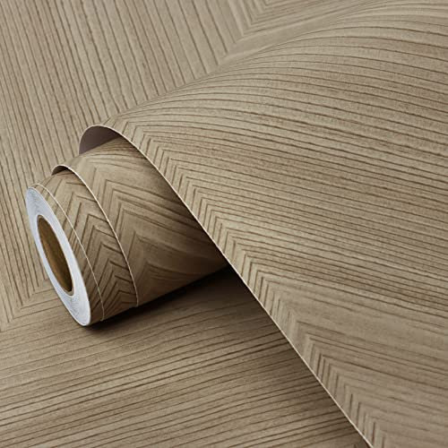 Yullpaper Klebefolie Holzoptik Dekofolie Möbelfolie Selbstklebend Tapete Holzoptik Beige/Braune PVC Folie für Möbel Vintage Wand Tapeten Wasserdicht Folie Küchenschränke Arbeitsplatte 40 X 200CM
