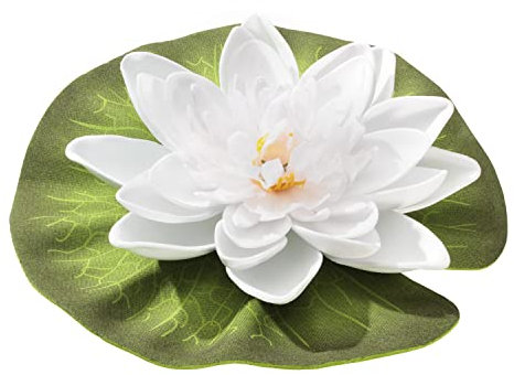 Blagdon Floating Lily, 5 ½” Diameter, Plastic Plant, Pond/Aquarium Decoration, White