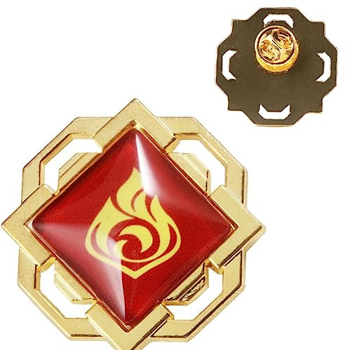 Sonsoke Vision Brosche Pins Liyue Anstecknadel Abzeichen Merch Breastpin Pin Rucksack Zubehör Dekor Cosplay Geschenk (Pyro)